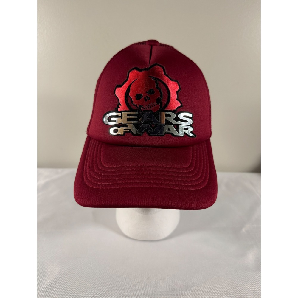 Gears of War Trucker Hat Maroon Snapback Mesh Cap Crimson Omen Logo Gaming